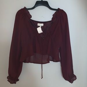 Never worn Maroon off-the-shoulder Crop Top!